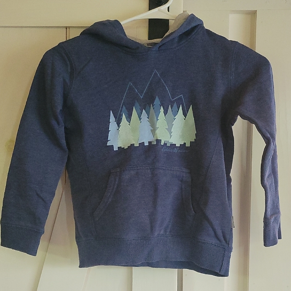 Eddie Bauer Blue Hoodie with Geometric Tree Design